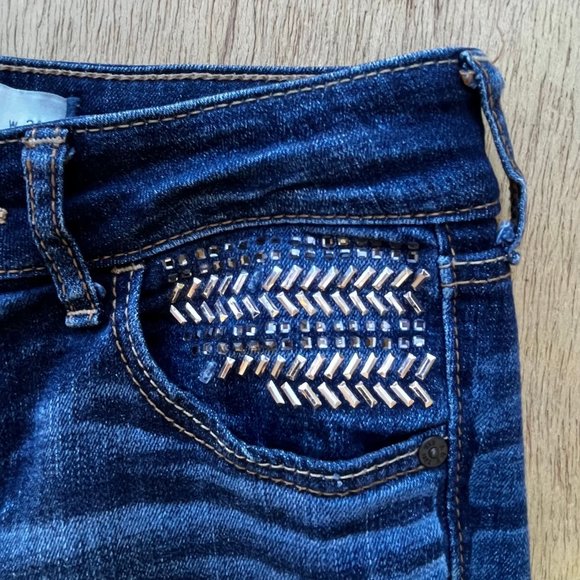ABERCROMBIE & FITCH SKINNY LOW RISE Women’s Embellished Jeans sz W24 / 00 - Picture 4 of 13
